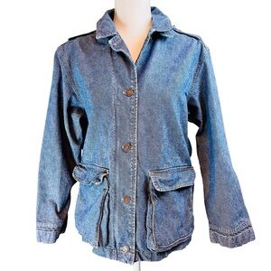 CALVIN KLEIN Vintage Blue Denim Jean‎ Chore Coat Barn Jacket Sz Small USA Unique